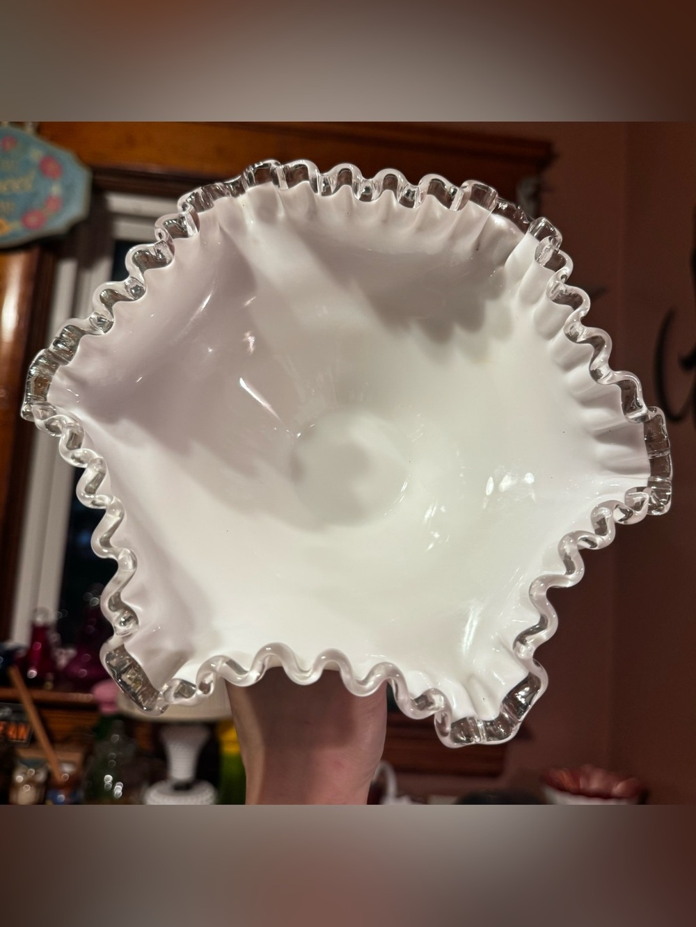 Fenton Silver Crest Milk Glass Bowl